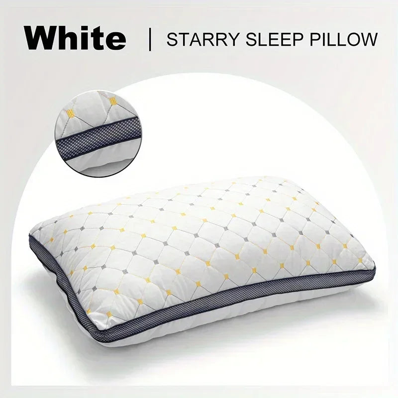 1-Piece Hotel Style Feather Cotton Pillow, Three-Dimensional Neck Pillow, Suitable for Sleeping Bedrooms and Hotels