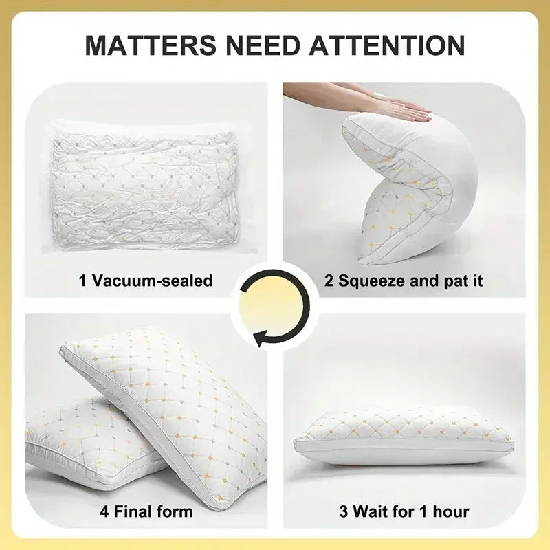 1-Piece Hotel Style Feather Cotton Pillow, Three-Dimensional Neck Pillow, Suitable for Sleeping Bedrooms and Hotels