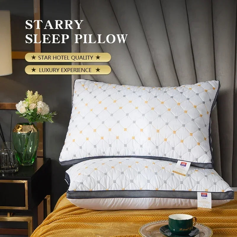 1-Piece Hotel Style Feather Cotton Pillow, Three-Dimensional Neck Pillow, Suitable for Sleeping Bedrooms and Hotels