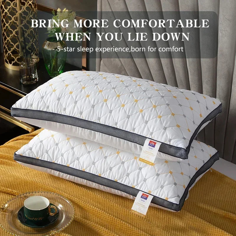 1-Piece Hotel Style Feather Cotton Pillow, Three-Dimensional Neck Pillow, Suitable for Sleeping Bedrooms and Hotels