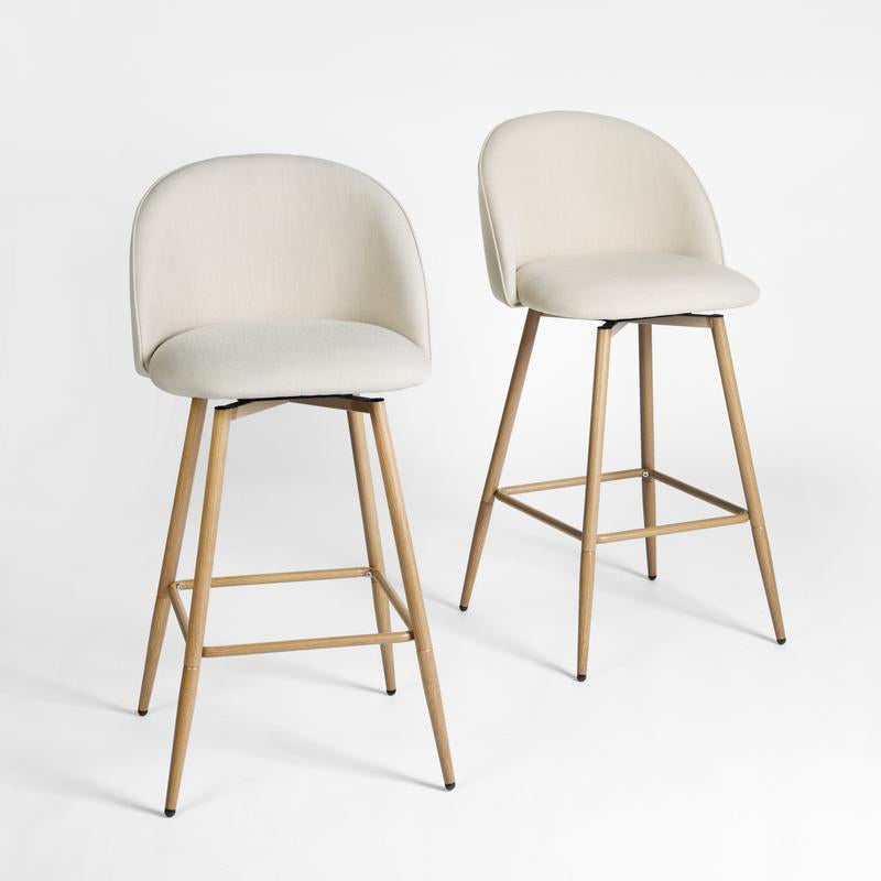 【Deal】Homy Casa Bar Stools Set of 2, 26" Swivel Counter Height Modern Upholstery Barstools for Kitchen Dining Home Minimalist Ergonomic Durable Design Sturdy Polyester Furniture