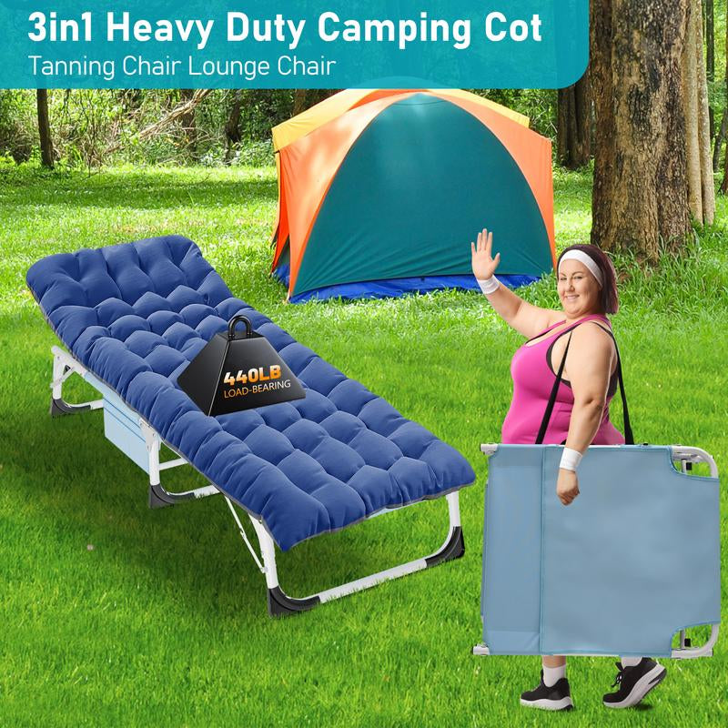 [Dealsforyoudays]Docred Face down Folding Tanning Chair with Cushion,Oversized 5-Position Recliner, Detachable Pillow, Portable Chaise Lounge for Sunbathing, Beach, Pool, Camping