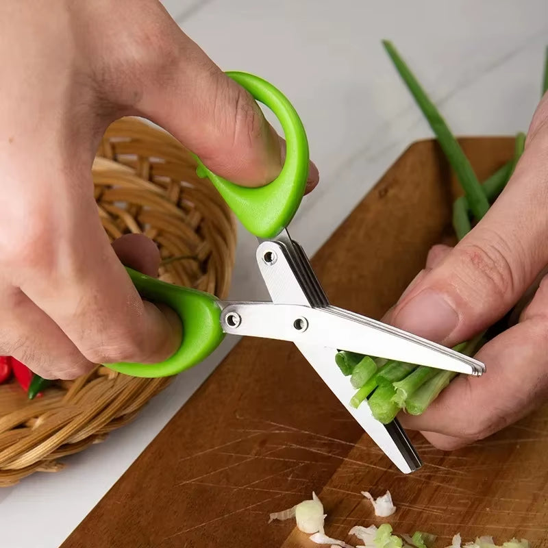 Multi Functional Stainless Steel 3 5 Layer Kitchen Scissors for Pepper Scallion Laver Cutting Chopping Cooking Tool