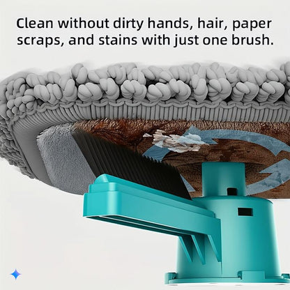 Foldable Spin Mop & Square-Head Collapsible Bucket – Space-Saving Self-Wring Microfiber Mop with Extendable Stainless-Steel Handle for Hardwood, Tile & Marble Floors Adjustable Cleaning Silicone Brush