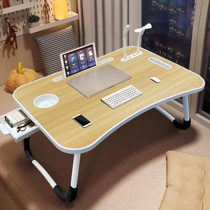 Adjustable Laptop Bed Table – Foldable Workstation with USB Charging, Cooling Fan, LED Light & Storage Drawer – Perfect for Home, Office & Study – Great Mother’S Day Gift