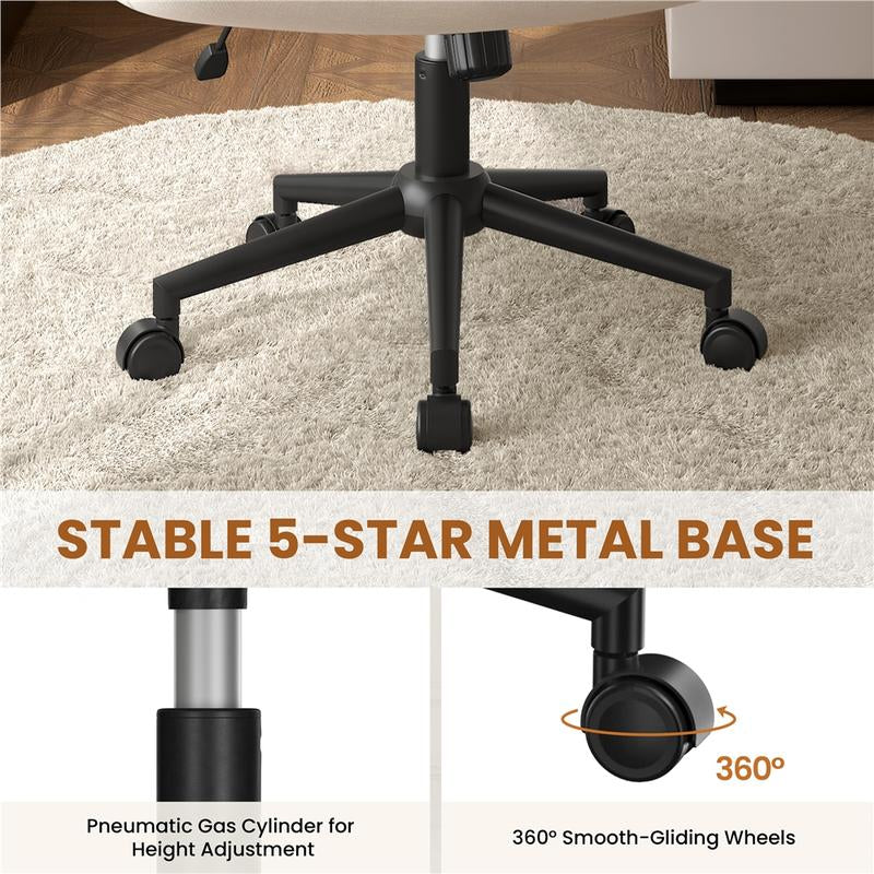 Yaheetech Wide Criss Cross Adjustable Armless Chair with Swivel Vanity, 26" W X 26" D, 300 Lb Maximum Weight Capacity, Ergonomic Design