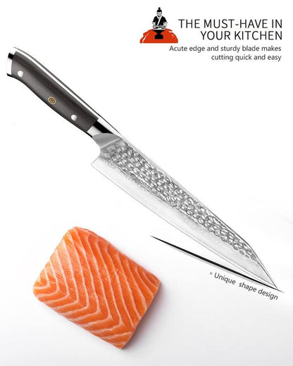 Japanese Damascus Chef Knife, 8 Inch with Japanese VG-10 Steel Core Wooden, Ultra-Sharp Professional Kitchen Knife, Handcrafted with Ebony Wood Handle, Holiday Gifts Blade Knives Cuchillos Japonés