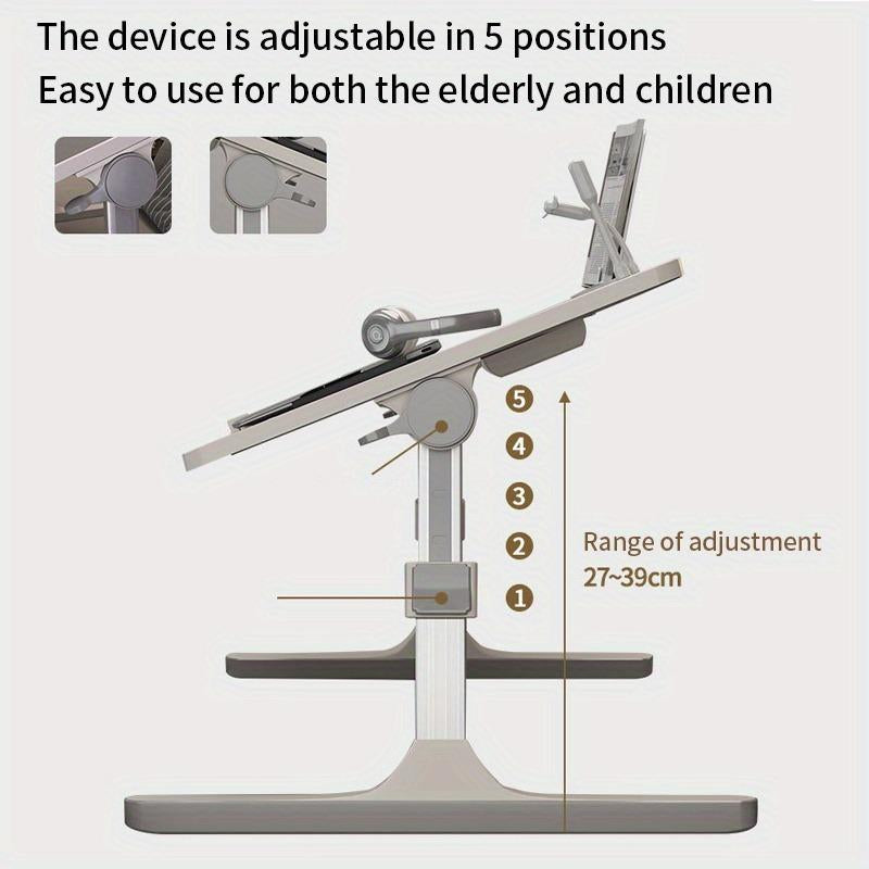 Laptop Bed Table - Adjustable Height, Foldable with USB Charging Port, Handle, Card Slot & Drawer - for Students & Remote Workers - Perfect for Dormitory, Bedside & Home Office