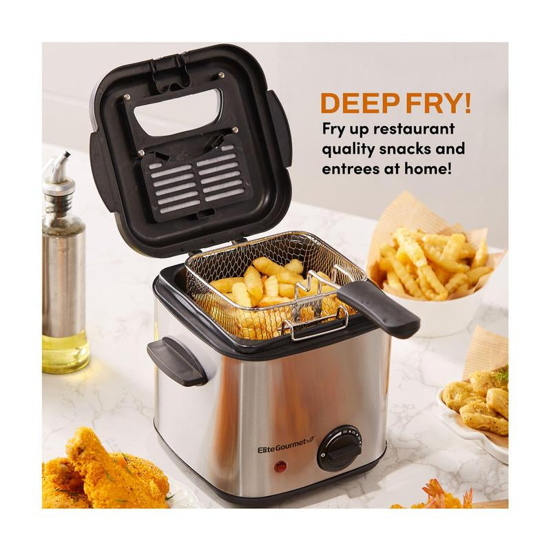 Elite Gourmet 1.5 Quart Stainless Steel Deep Fryer
