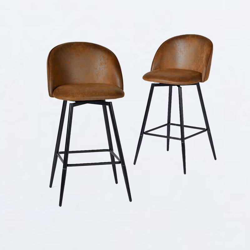 【Deal】Homy Casa Bar Stools Set of 2, 26" Swivel Counter Height Modern Upholstery Barstools for Kitchen Dining Home Minimalist Ergonomic Durable Design Sturdy Polyester Furniture