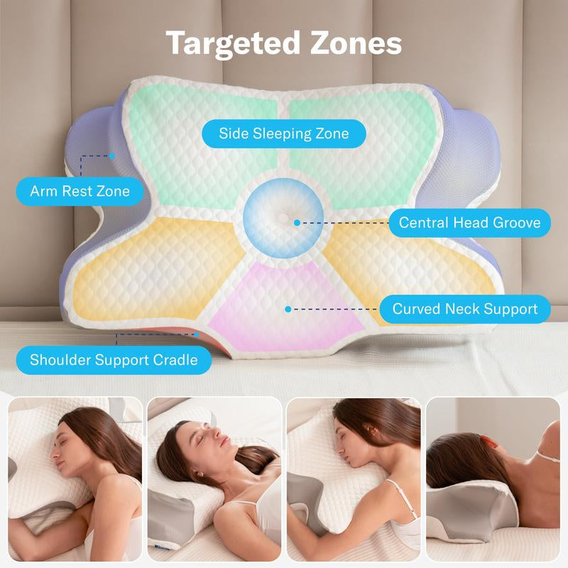 Alcedo Cervical Pillow for Cozy Sleep, Odorless Ergonomic Contour Memory Foam, Orthopedic Bed Pillow for Side, Back, and Stomach Sleepers
