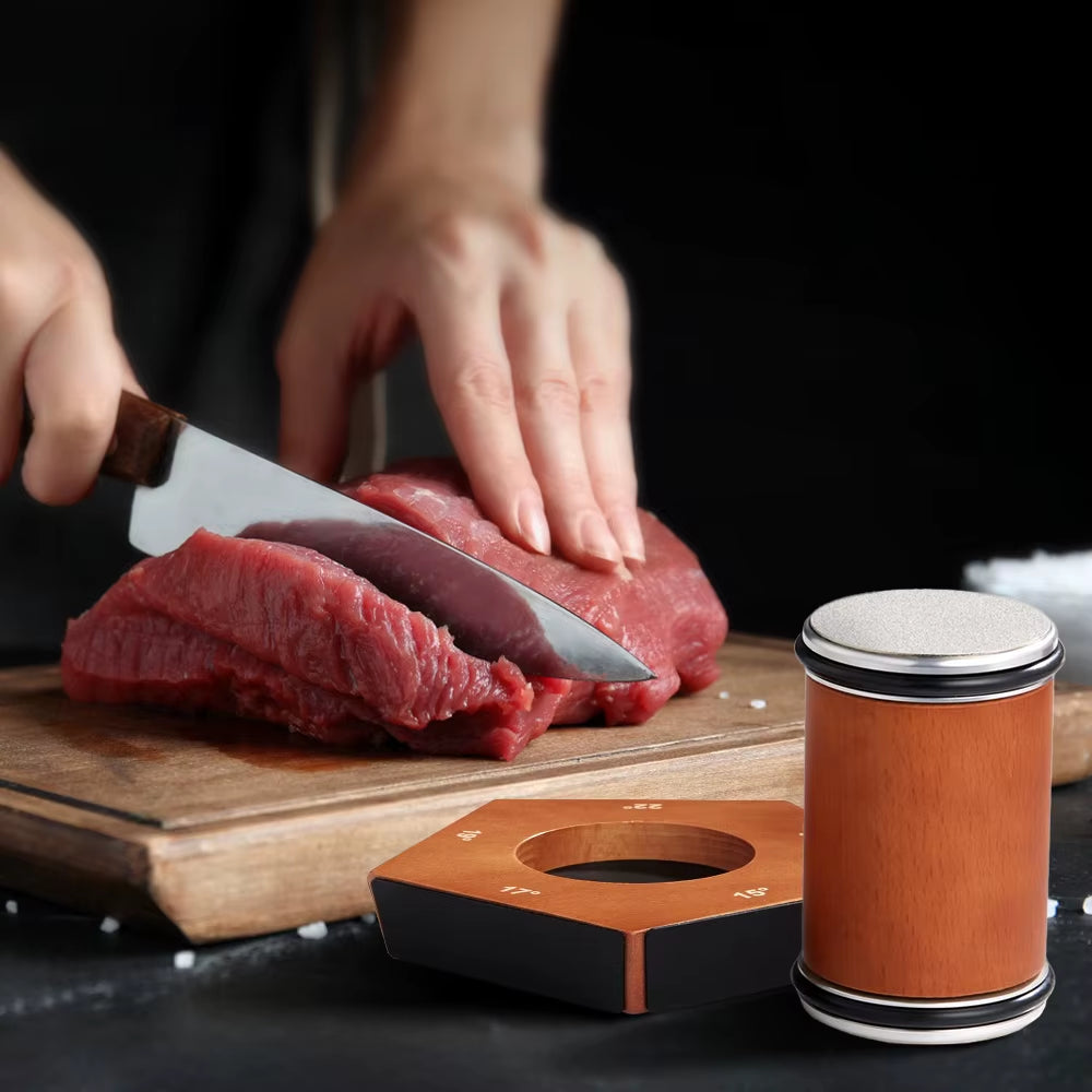 Knife Sharpener Tool Rolling Knife Sharpeners Stone Disc 5 Sharpening Angles Grind Magnetic Knife Holder Kitchen Tool