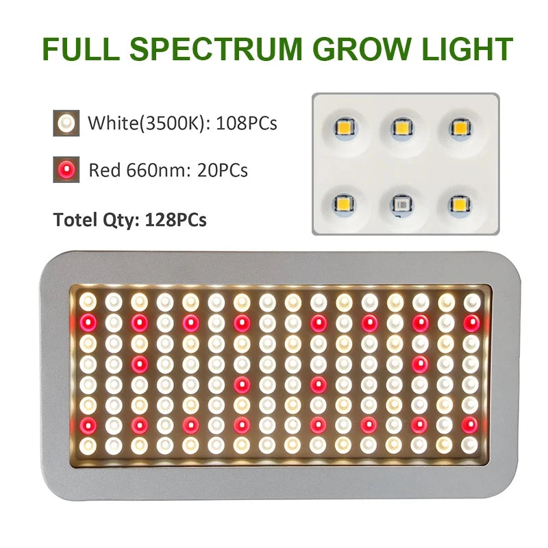 SEAMETAL 3000W LED Grow Light Full Spectrum Indoor Plants Growing Light Tent 8H/12H/16H/20H Timer Auto On/Off Phyto Growth Lamp