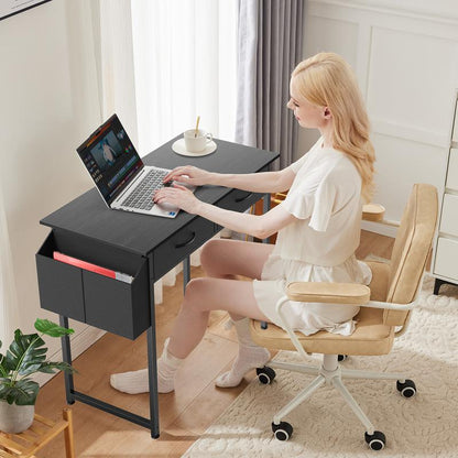 Computer Desk with Drawers Study Writing Table with Storage Bag Headphone Hook Adjustable Feet for Home Office Small Spaces