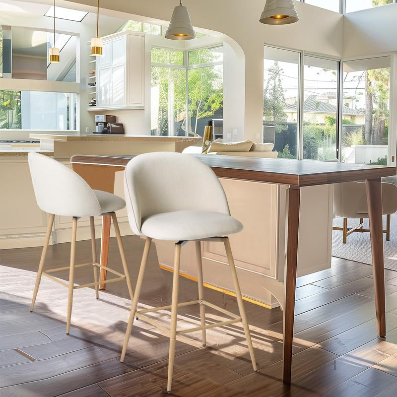 【Deal】Homy Casa Bar Stools Set of 2, 26" Swivel Counter Height Modern Upholstery Barstools for Kitchen Dining Home Minimalist Ergonomic Durable Design Sturdy Polyester Furniture