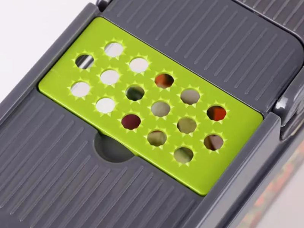 Adierim 14 in 1 Vegetable Slicer Dicer Multifunctional Onion Carrot Garlic Chopper with Container Gray Plastic Kitchen Steel Utensils Chopping Handy Lid Stainless Transparent