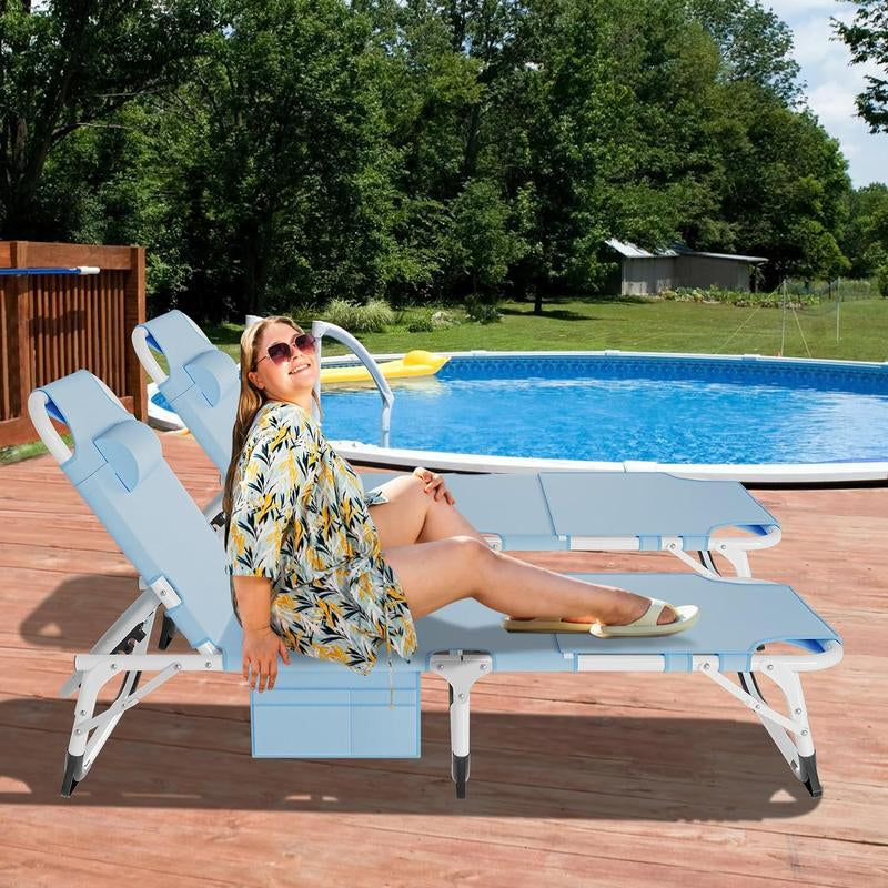 [Dealsforyoudays]Docred Face down Folding Tanning Chair with Cushion,Oversized 5-Position Recliner, Detachable Pillow, Portable Chaise Lounge for Sunbathing, Beach, Pool, Camping