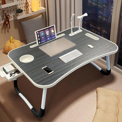 Adjustable Laptop Bed Table – Foldable Workstation with USB Charging, Cooling Fan, LED Light & Storage Drawer – Perfect for Home, Office & Study – Great Mother’S Day Gift