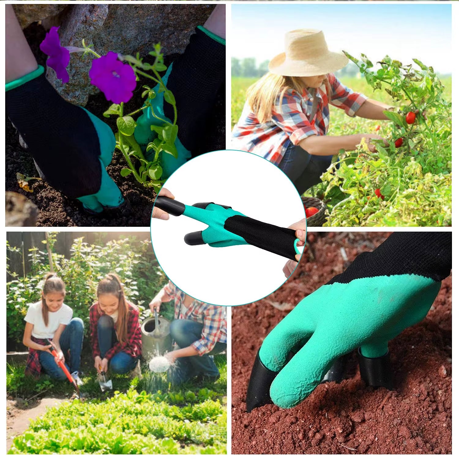 Gardening Gloves with Claws Breathable Waterproof Working Digging Planting Sting-Resistant Non-Slip Protective Latex Gloves