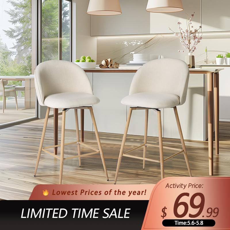 【Deal】Homy Casa Bar Stools Set of 2, 26" Swivel Counter Height Modern Upholstery Barstools for Kitchen Dining Home Minimalist Ergonomic Durable Design Sturdy Polyester Furniture