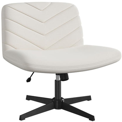Yaheetech Wide Criss Cross Adjustable Armless Chair with Swivel Vanity, 26" W X 26" D, 300 Lb Maximum Weight Capacity, Ergonomic Design