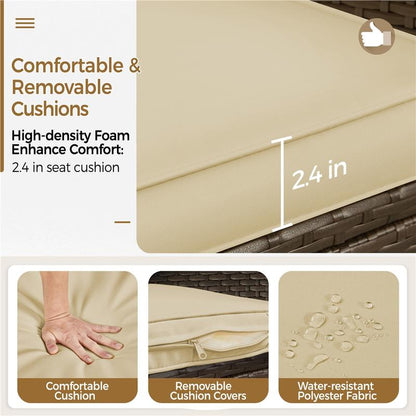 【#Fathersdaygift】Yaheetech 3-Piece Patio Furniture Set, Outdoor Rattan Conversation Furniture Set, 2 Chairs with Cushions & 1 Side Table for Bistro/Porch/Garden/Deck/Courtyard