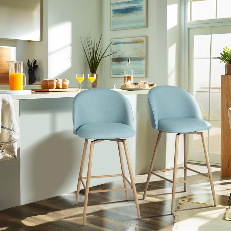 【Deal】Homy Casa Bar Stools Set of 2, 26" Swivel Counter Height Modern Upholstery Barstools for Kitchen Dining Home Minimalist Ergonomic Durable Design Sturdy Polyester Furniture