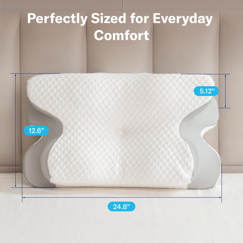 Alcedo Cervical Pillow for Cozy Sleep, Odorless Ergonomic Contour Memory Foam, Orthopedic Bed Pillow for Side, Back, and Stomach Sleepers