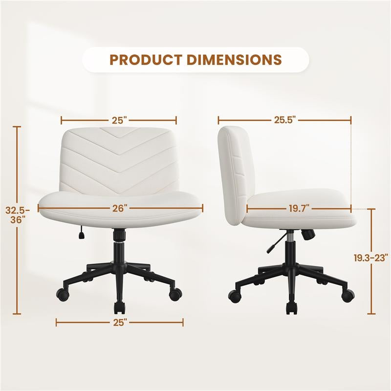 Yaheetech Wide Criss Cross Adjustable Armless Chair with Swivel Vanity, 26" W X 26" D, 300 Lb Maximum Weight Capacity, Ergonomic Design
