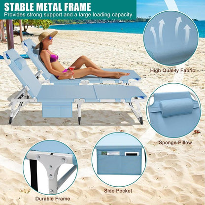 [Dealsforyoudays]Docred Face down Folding Tanning Chair with Cushion,Oversized 5-Position Recliner, Detachable Pillow, Portable Chaise Lounge for Sunbathing, Beach, Pool, Camping