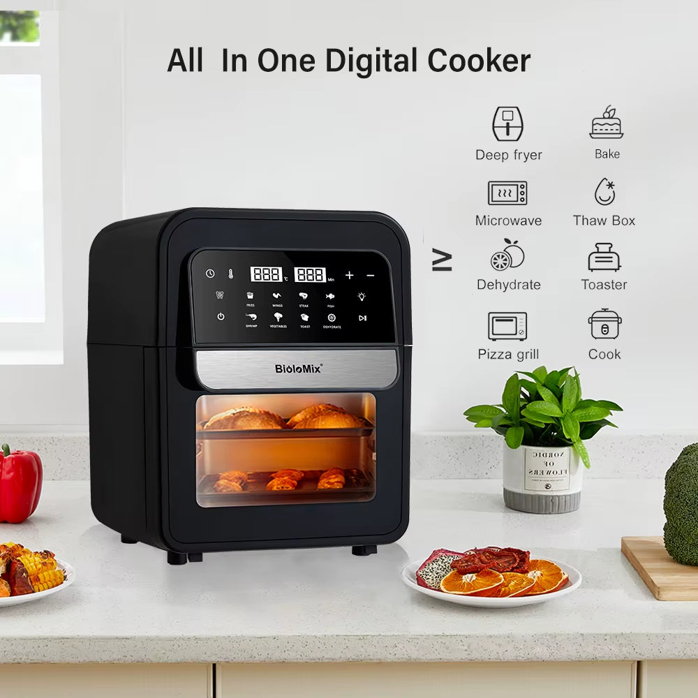 Multifunctional 7L Air Fryer without Oil Electric Oven, Dehydrator, Convection Oven, Touch Screen Presets Fry, Roast