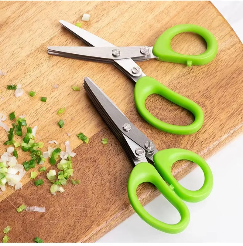 Multi Functional Stainless Steel 3 5 Layer Kitchen Scissors for Pepper Scallion Laver Cutting Chopping Cooking Tool