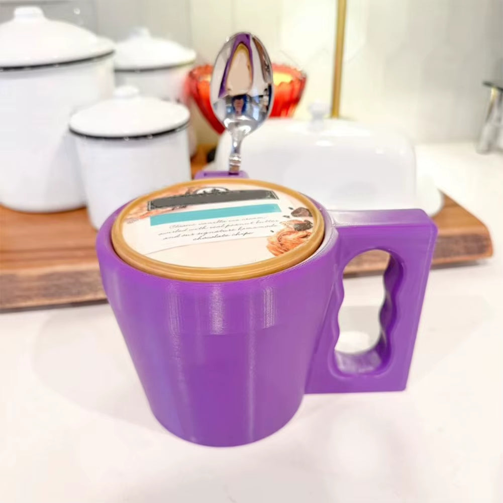 Insulated Cup Holder Reusable Ice Cream Sleeve Plastic with Handle Spoon Holder for Yogurt and Frozen Desserts