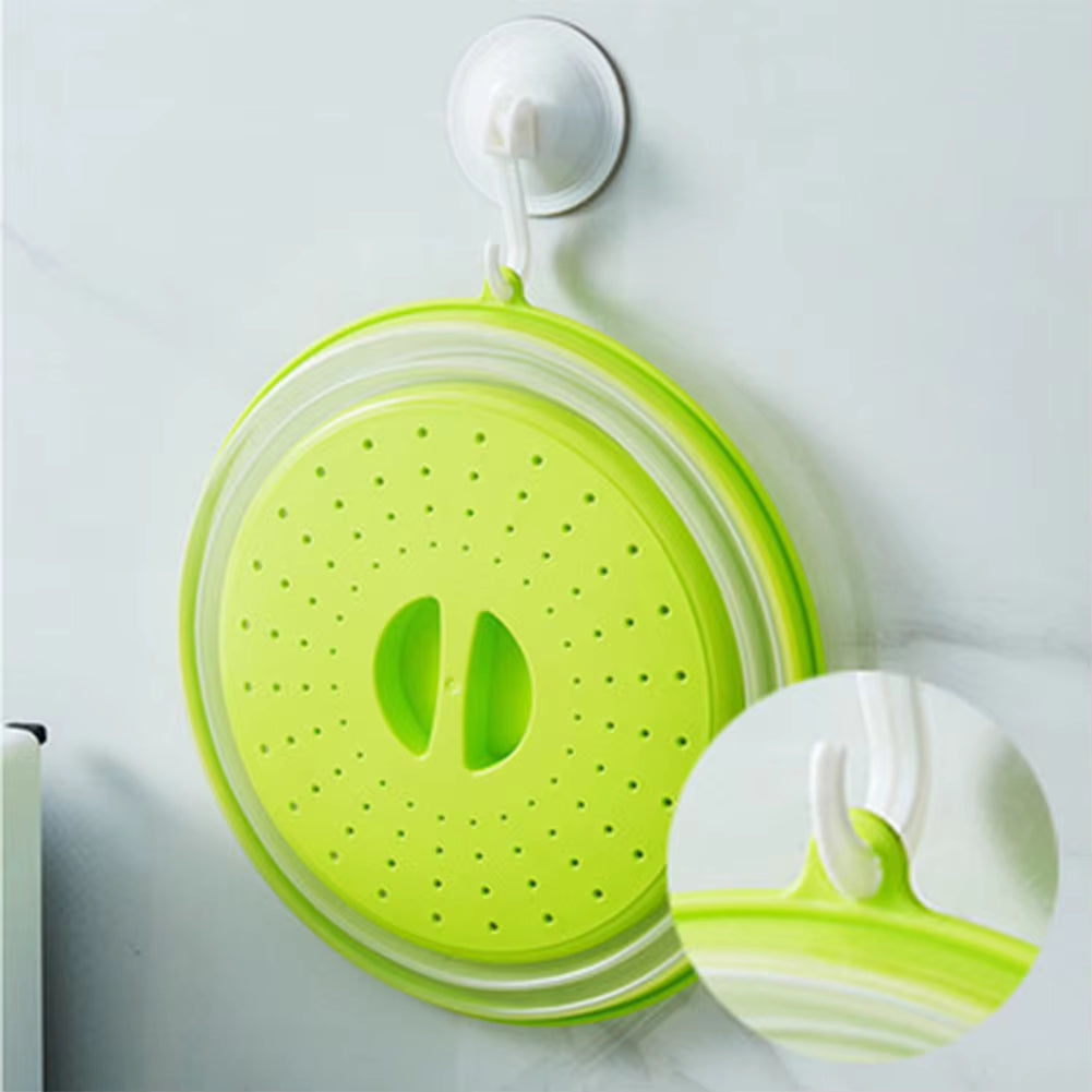 Microwave Splatter Cover Heating Folding Cover Silicone Fresh-Keeping Cover Oil-Proof Splash-Proof Cover with Hook Cooking Lids