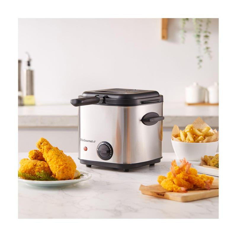 Elite Gourmet 1.5 Quart Stainless Steel Deep Fryer