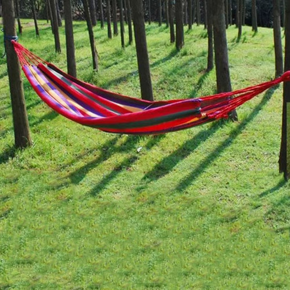 1-2 Person Fabric Hammock with Tree Straps 264Lbs Capacity Stripe Hammock Pendant 102X32 in for Outdoor Indoor with Carry Bag
