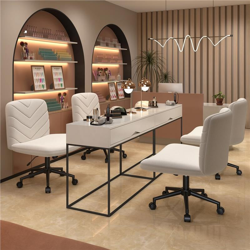 Yaheetech Wide Criss Cross Adjustable Armless Chair with Swivel Vanity, 26" W X 26" D, 300 Lb Maximum Weight Capacity, Ergonomic Design