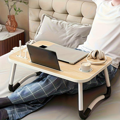 The King of Folding Desks - Portable Laptop Bed Desk with 4 USB Ports Wind Fan LED Light Cup Holder & Side Drawer for Working Reading Writing Eating on Bed Sofa Floor, Outdoor, Party,Dinner