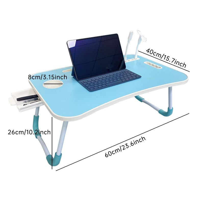 Adjustable Laptop Bed Table – Foldable Workstation with USB Charging, Cooling Fan, LED Light & Storage Drawer – Perfect for Home, Office & Study – Great Mother’S Day Gift