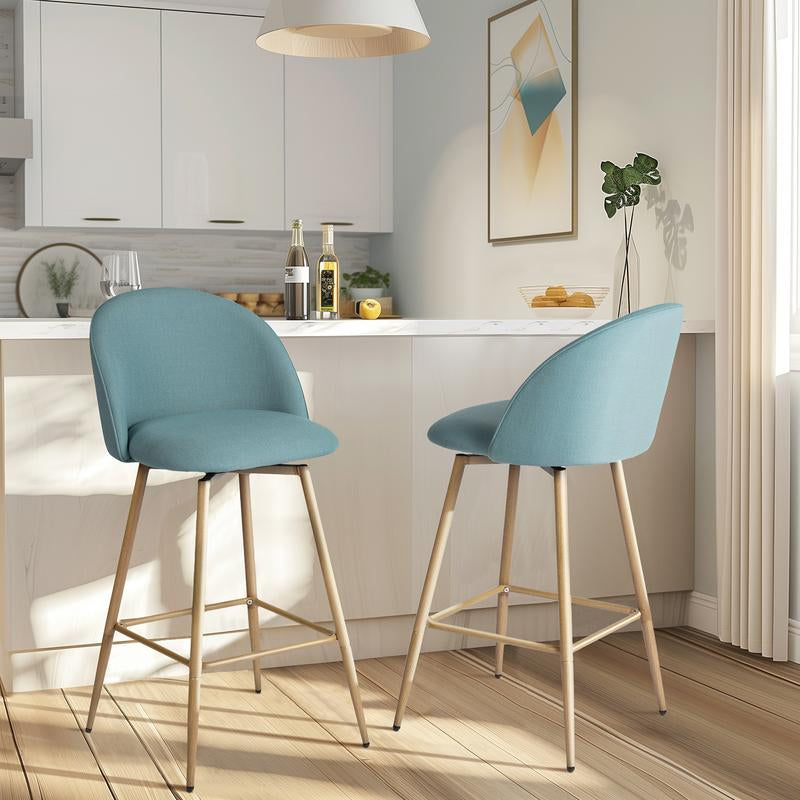 【Deal】Homy Casa Bar Stools Set of 2, 26" Swivel Counter Height Modern Upholstery Barstools for Kitchen Dining Home Minimalist Ergonomic Durable Design Sturdy Polyester Furniture