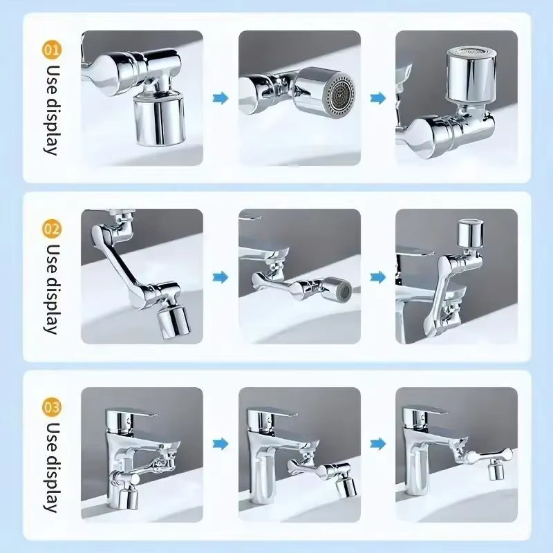 2Pcs Faucet Extender, ABS Robotic Arm,Single Mode,1080° Rotating Universal Faucet Extension, Swivel Faucet for Bathroom Sink