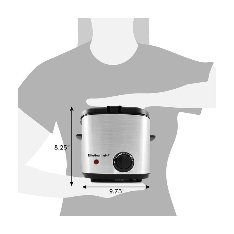 Elite Gourmet 1.5 Quart Stainless Steel Deep Fryer
