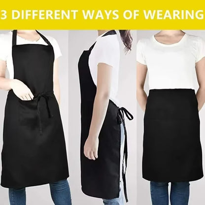 Adjustable Cooking Apron Unisex Household Solid Color Chef Waiter Barbecue Hairdresser Adult Pocket Apron Kitchen Supplies Tool