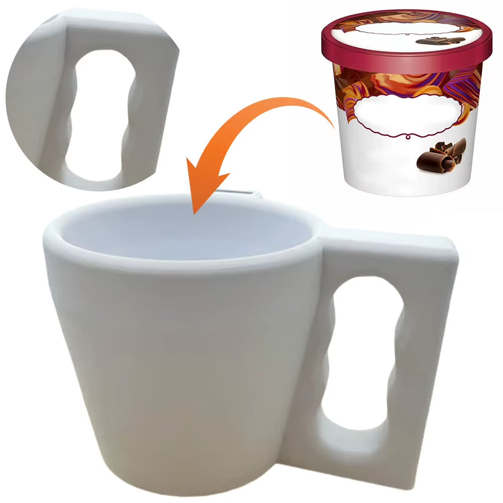 Insulated Cup Holder Reusable Ice Cream Sleeve Plastic with Handle Spoon Holder for Yogurt and Frozen Desserts