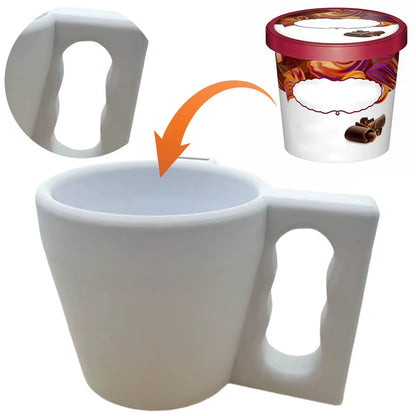 Insulated Cup Holder Reusable Ice Cream Sleeve Plastic with Handle Spoon Holder for Yogurt and Frozen Desserts