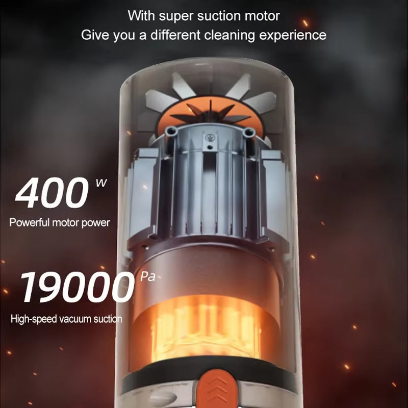 Vacuum Cleaner Brushless 400W High Power Cleaning Machine Dual Use Dry and Wet Button Rod Type 19000PA Vacuum Cleaner for Home