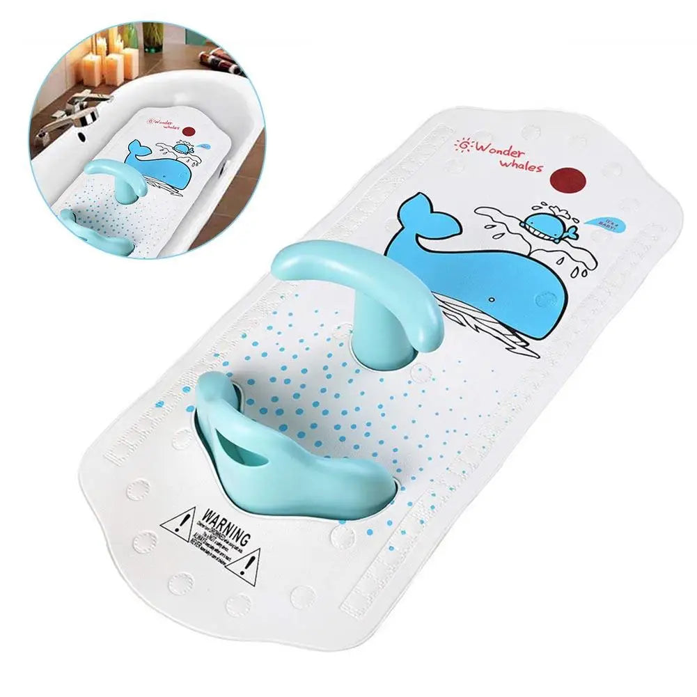 Baby Bath Mat with Baby Shower Seat Bathtub Cushion Back Support Non-Slip Safety Comfortable Chair Baby Bath Seat