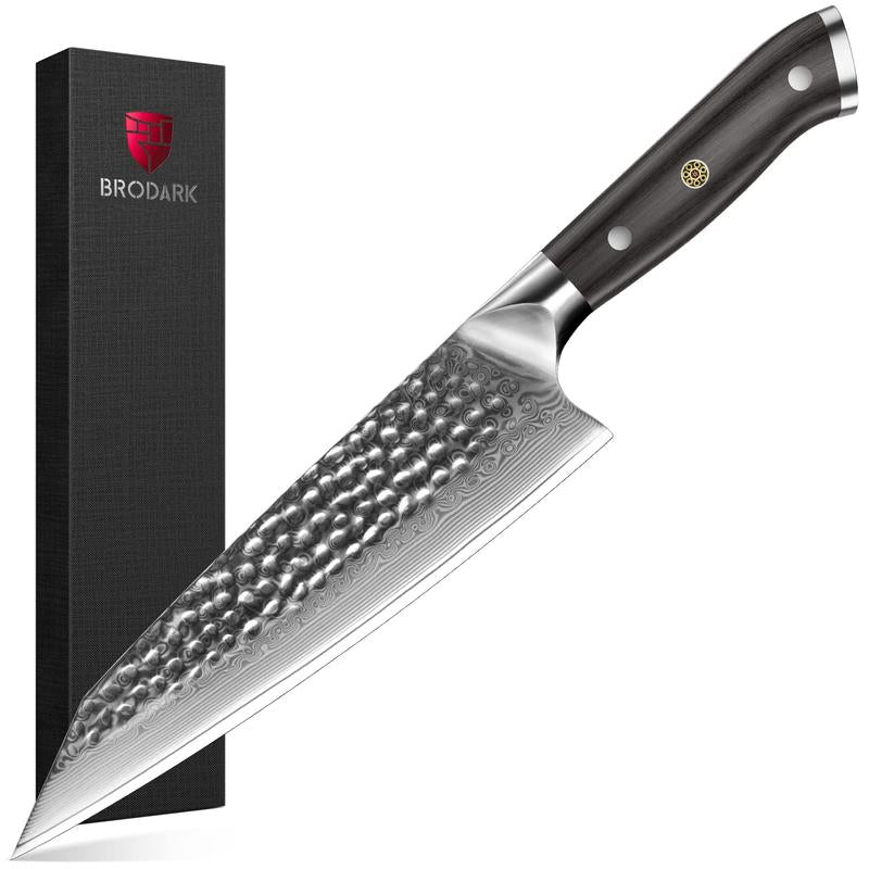 Japanese Damascus Chef Knife, 8 Inch with Japanese VG-10 Steel Core Wooden, Ultra-Sharp Professional Kitchen Knife, Handcrafted with Ebony Wood Handle, Holiday Gifts Blade Knives Cuchillos Japonés