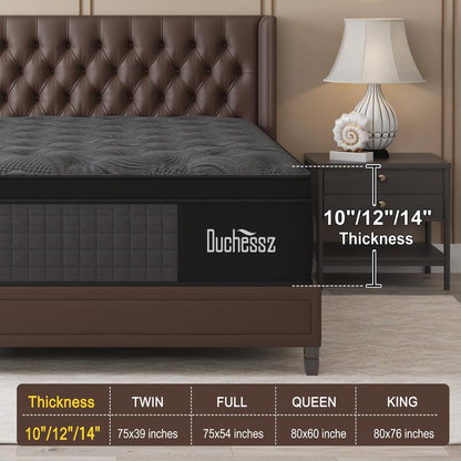 Duchessz 10"12"14" Twin Full Queen King Size Mattress in a Box Hybrid Spring Memory Foam