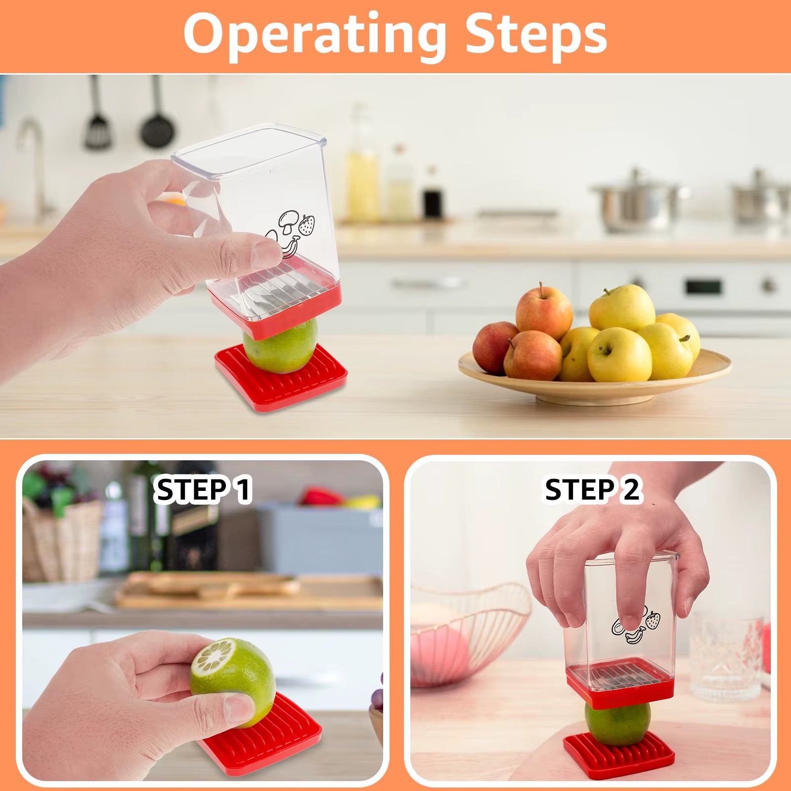 Speed Cup Slicer with Push Plate Portable Fruit Vegetable Speed Slicer Kitchen Manual Cup Cutter Banana Strawberry Slicing Tool